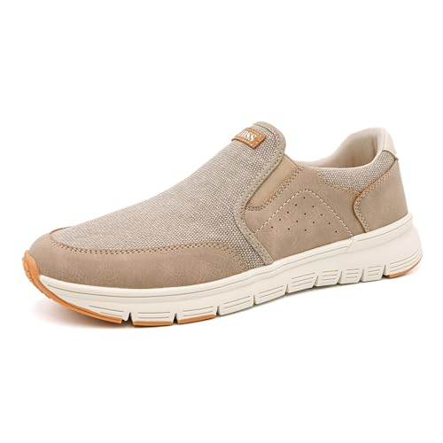 LEOSS ORIGINAL Schuhe Herren Sneaker Sommer Elegant Ohne Schnürsenkel, beige, 44 EU von LEOSS ORIGINAL