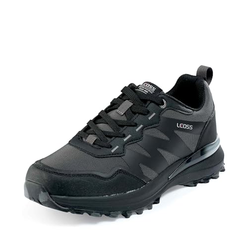 LEOSS ORIGINAL Laufschuhe Herren 43 Wanderschuhe Turnschuhe Bequeme Sneaker Leichte Straßenschuhe Fitnessschuhe Schnürschuhe Winter (Schwarz, 43 EU, MLE255073-1) von LEOSS ORIGINAL