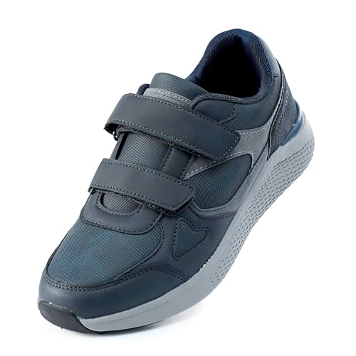 LEOSS ORIGINAL Laufschuhe Herren Turnschuhe Sportschuhe Sneaker Running Schuhe mit Klettverschluss Tennisschuhe Freizeit Senioren Schuhe Slip On (Dunkelblau, 40 EU, MLE255066-3) von LEOSS ORIGINAL
