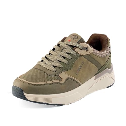 LEOSS ORIGINAL Turnschuhe Herren Laufschuhe Leichte Freizeitschuhe Sneaker Tennis Schuhe Freizeit Boardschuhe Schnürschuhe (Dunkelgrün, 44 EU, MLE255069-15) von LEOSS ORIGINAL