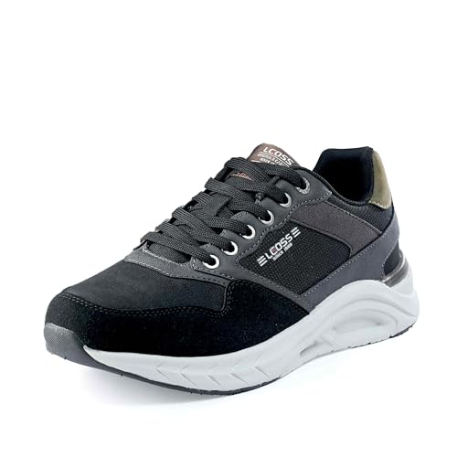 LEOSS ORIGINAL Turnschuhe Herren Laufschuhe Leichte Freizeitschuhe Sneaker Tennis Schuhe Freizeit Boardschuhe Schnürschuhe (Schwarz, 44 EU, MLE255074-1) von LEOSS ORIGINAL