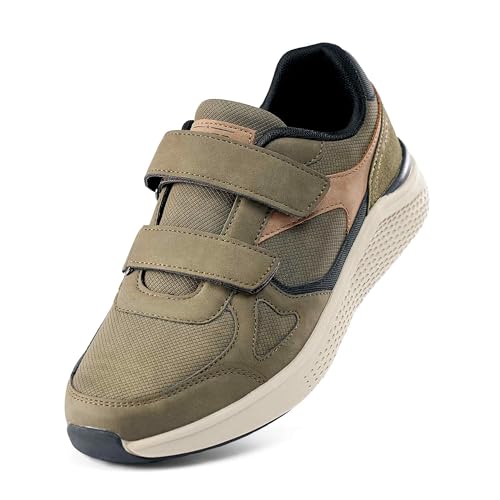 LEOSS ORIGINAL Walkingschuhe mit Klettverschluss Straßenlaufschuhe Sports Schuhe Freizeitschuhe Atmungsaktiv Turnschuhe Senioren Schuhe Slip On (Dunkelgrün, 41 EU, MLE255066-15) von LEOSS ORIGINAL