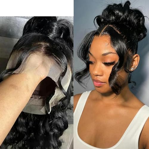 360 Lace Frontal Perücke Pferdeschwanz Transparent 13x6 Lace Front Echthaar Perücken für Frauen Brasilianische Perücke -13x4 Lace Front Perücke-22 Zoll-180% von LEPIZ