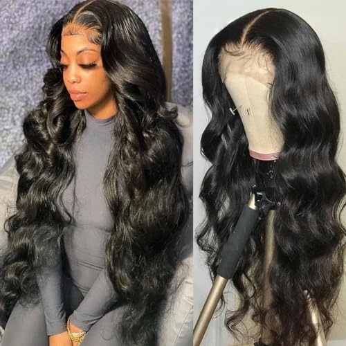 HD Transparent 13x4 13x6 Lace Front Perücke vorgezupft 360 Lace Frontal Perücke Echthaar Perücken für Frauen 4x4 Verschluss Perücke-13x4 Lace Wig-20inches-180 Dichte von LEPIZ