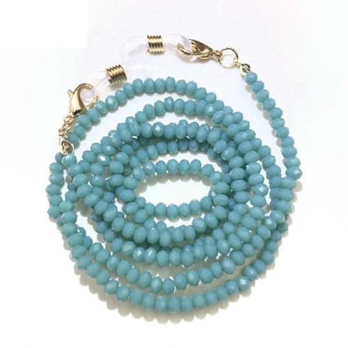 Handgefertigte, modische, galvanisierte Lesebrillenkette mit Perlen, Lanyard, Sonnenbrillenhalter für Damen, 3,0 mm, Blau, L, 75 cm von LEPIZ