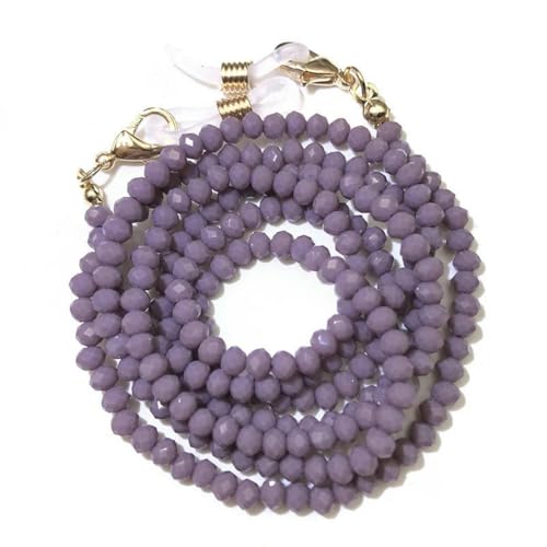 Handgefertigte, modische, galvanisierte Lesebrillenkette mit Perlen, Lanyard, Sonnenbrillenhalter für Damen, 3,0 mm, Lila, C, 75 cm von LEPIZ