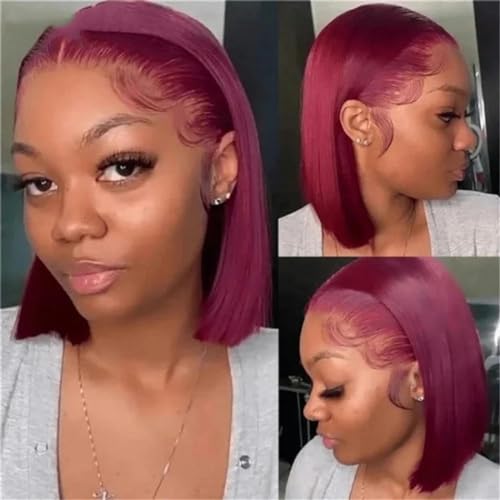 Highlight Kurze Perücke, Knochengerade, Schokoladenbraun, Lace-Front-Echthaar-Perücken für Frauen, 13 x 4 HD, transparente Lace-Frontal-Perücke – 20,3 cm – 180 Dichte von LEPIZ