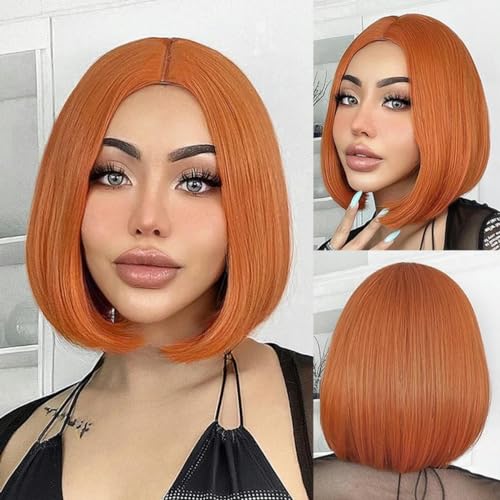 Kurze Perücke mit Pony, synthetische Perücken für Frauen, Ombre, Schwarz, Rot, Blond, Rosa, Cosplay, Party, natürliches Haar – TB110-3 von LEPIZ