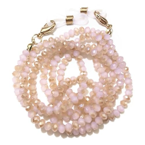 LEPIZ Handgefertigte, modische, galvanisierte Lesebrillenkette mit Perlen, Lanyard, Sonnenbrillenhalter für Damen, 3,0 mm, Rosa, 75 cm von LEPIZ