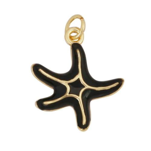 LEPIZ Trendy Ocean Jakobsmuschel Seestern Delfin Seepferdchen Charm Halskette Anhänger, Mehrfarbig Emaille Sommer Strand Urlaub Schmuck Versorgung K80-K809333-Schwarz von LEPIZ