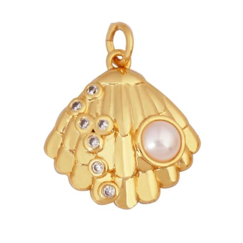 LEPIZ Trendy Ozean Jakobsmuschel Seestern Delfin Seepferdchen Charm Halskette Anhänger,Multicolor Emaille Sommer Strand Urlaub Schmuck Lieferung K80-K807707Y2 von LEPIZ