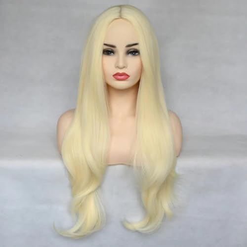 Vogue Queen Platinblonde synthetische natürliche Welle, voll maschinell hergestellt, lange Perücke, hitzebeständige Faser, Cosplay für Frauen, blond, 55,9 cm, 1 Stück von LEPIZ