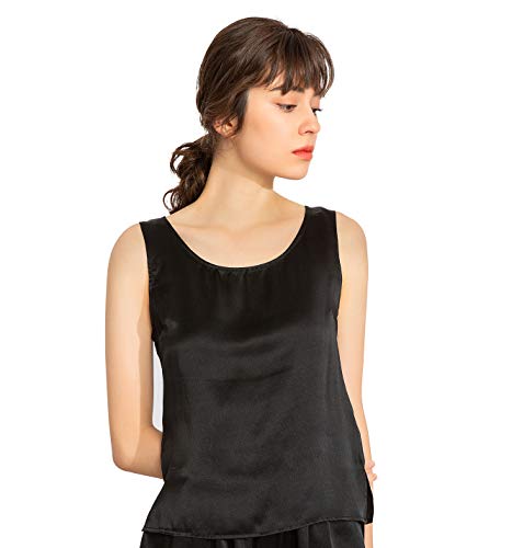 LEPTON 100% Maulbeerseide Camisoles für Damen Tanktops Damen Mädchen Sommer Cool Soft (as3, Alpha, l, Regular, Regular, Standard, Schwarz, Groß) von LEPTON