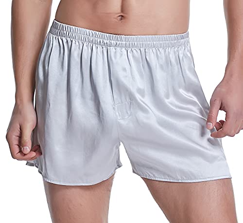 LEPTON Mulberry Silk Herren-Boxershorts – 100% Seide, 19 mm Lange Klassische Boxershorts für Herren (as3, Alpha, xx_l, Regular, Regular, Grau, XX-Large) von LEPTON