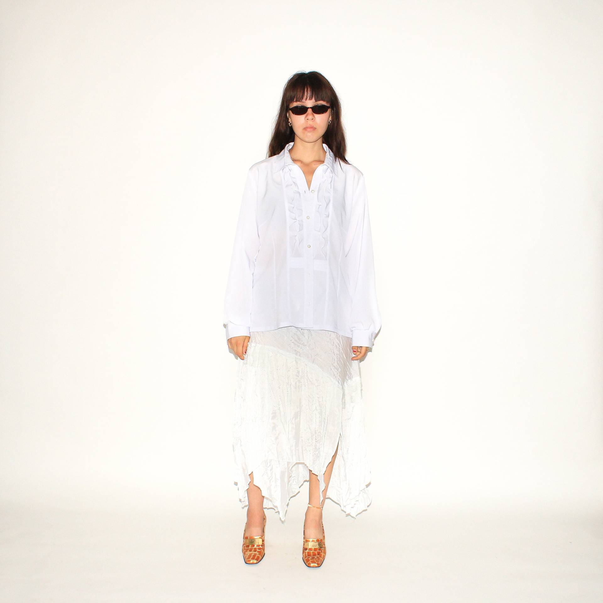 Vintage Bluse - Vintage 90Er Jahre Rüschenbluse in Hellblau von LEREAL