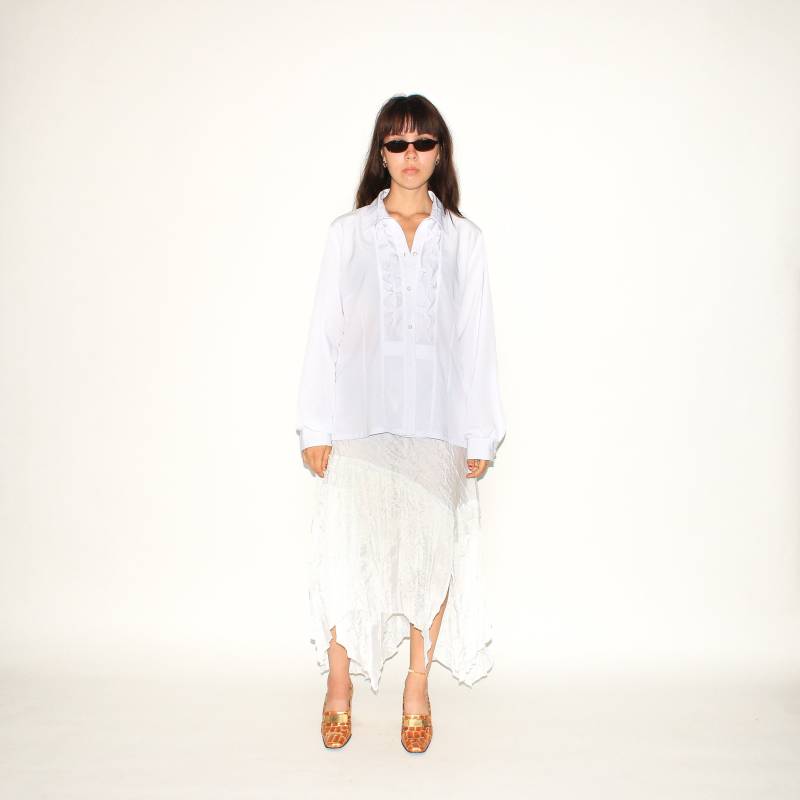 Vintage Bluse - Vintage 90Er Jahre Rüschenbluse in Hellblau von LEREAL