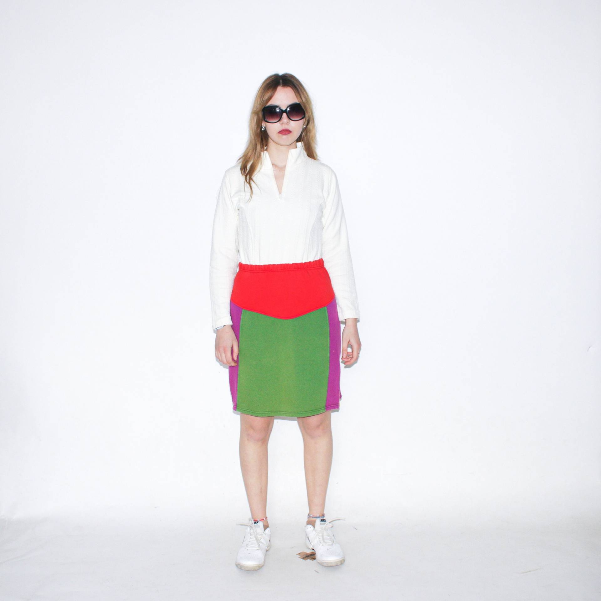 Vintage Skirt, 90S, Y2K, 00S - Vintage Y2K Color Block Minirock in Multicolor von LEREAL