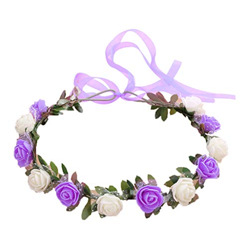 Kopfschmuck mit verstellbarem Band, Blumen-Imitation, Rose, Kopfschmuck, Hochzeit, Kopfschmuck, Festivals, Urlaub, Foto-Requisiten, modisch, Vintage, für Damen und Mädchen, Kristall-Glitzer, breites von LERONO