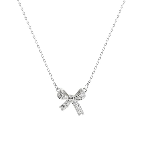 LERONO Halskette, zarte Kristall-Diamant-Schleife, einfache Halskette, Influencer, gleiche Schleife, Choker mit glitzernden Kristallen, Metall von LERONO