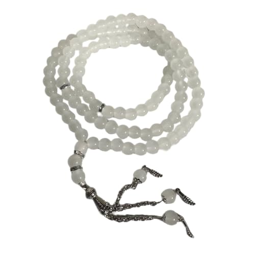 LERONO Halsketten, handgefertigt, traditionelles Tasbih für Muslime, 99 Rosenkranz-Perlenarmband, islamische Muslime, Religion, Eid-Schmuck, Kunstharz-Legierung von LERONO