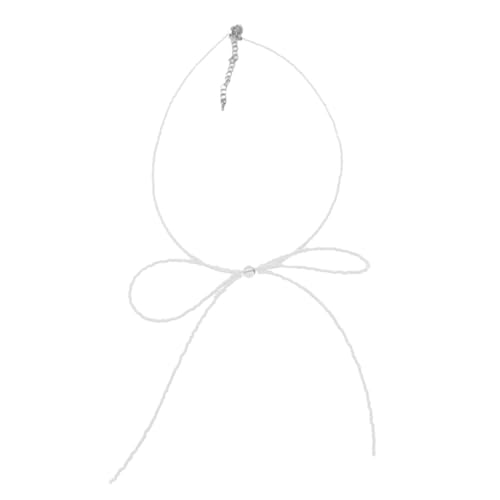 LERONO Halsketten, stilvolle Bowknot Anhänger Halskette Einzigartige Perlen Bowknot Halskette Elegante Perlen Halskette Acryl Material für Party Alltag, Acryl von LERONO