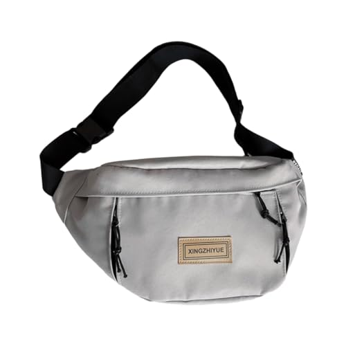 LERONO Hüfttaschen für Damen, Herren, multifunktionale Bauchtasche, Brusttasche mit verstellbarem Riemen, lässige Hüfttasche für Reisen, Wandern, grau von LERONO