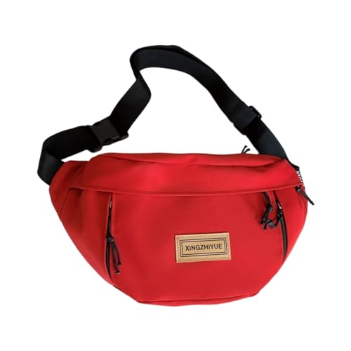 LERONO Hüfttaschen für Damen, Herren, multifunktionale Bauchtasche, Brusttasche mit verstellbarem Riemen, lässige Hüfttasche für Reisen, Wandern, rot von LERONO
