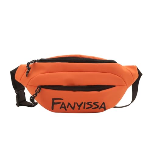 LERONO Modische Hüfttasche für Damen, mit verstellbarem Gürtel, Nylon, Umhängetasche, Schultertasche, Brusttaschen für einfache Lagerung, Orange von LERONO
