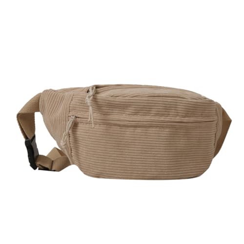 LERONO Taschen für Damen, Crossbody-Hüfttasche, Brusttasche für Teenager, Erwachsene, Cord, Bauchtasche, große Kapazität, Sporttasche, vielseitige Reise-Gürteltasche, khaki, Without pendant von LERONO