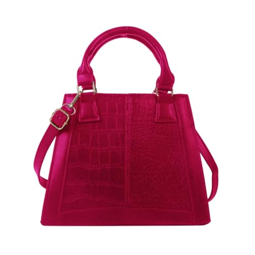 LERONO Taschen für Damen, PU-Kuriertasche, Mädchen, modische Umhängetasche, einfarbig, lässige Handtasche für den täglichen Gebrauch, Arbeit, Schule, hot pink von LERONO
