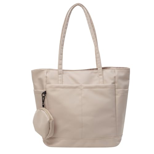 LERONO Taschen für Damen, elegante Nylon-Handtasche, große Kapazität, Umhängetasche, Schule, Arbeit, Handtaschen, perfekt für den täglichen Gebrauch, beige von LERONO