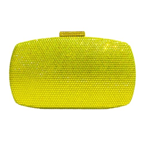 LERONO Taschen für Damen, modische Abendtasche mit glitzernden Strasssteinen, mit abnehmbarer Kette, Umhängetasche, Handtasche, Party, Geldbörse für formelle Anlässe, gelb von LERONO