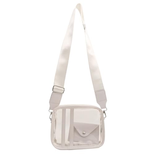 LERONO Taschen für Damen, transparente Schultertasche, auffällig, praktische Umhängetasche mit PU-Brieftaschen-Set, einfach zu tragen für den täglichen Gebrauch auf Reisen, weiß von LERONO