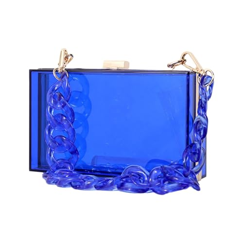 LERONO Taschen für Damen, vielseitige, transparente Abendtasche für Make-up und Accessoires, geeignet für Ausgehen und besondere Anlässe, blau von LERONO