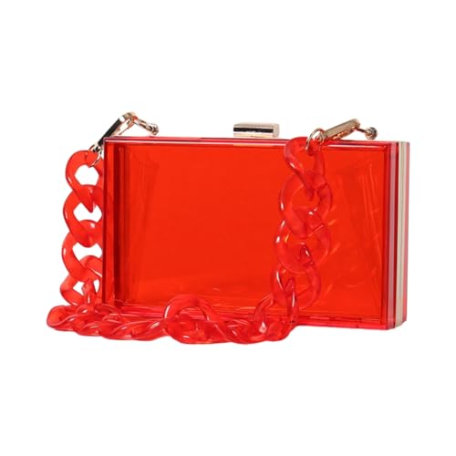 LERONO Taschen für Damen, vielseitige, transparente Abendtasche für Make-up und Accessoires, geeignet für Ausgehen und besondere Anlässe, rot von LERONO