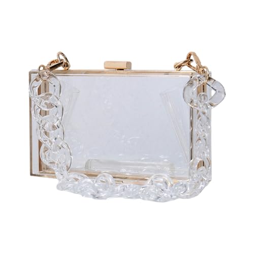 LERONO Taschen für Damen, vielseitige, transparente Abendtasche für Make-up und Accessoires, geeignet für Ausgehen und besondere Anlässe, weiß von LERONO