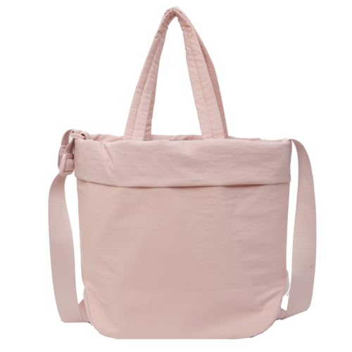 LERONO Umhängetasche für Damen, große Kapazität, Schultasche, Umhängetasche, einfarbig, Einkaufstasche für Mädchen, Damen, Handtasche, rose von LERONO