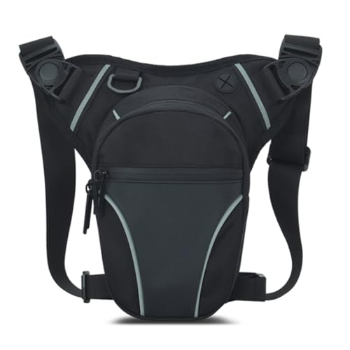 LERONO Wasserdichte Beintasche für Damen und Herren, Motorrad, Oberschenkeltasche, Bauchtasche, Hüfttasche für Outdoor, Wandern, Radfahren, Angeln, Schwarz von LERONO