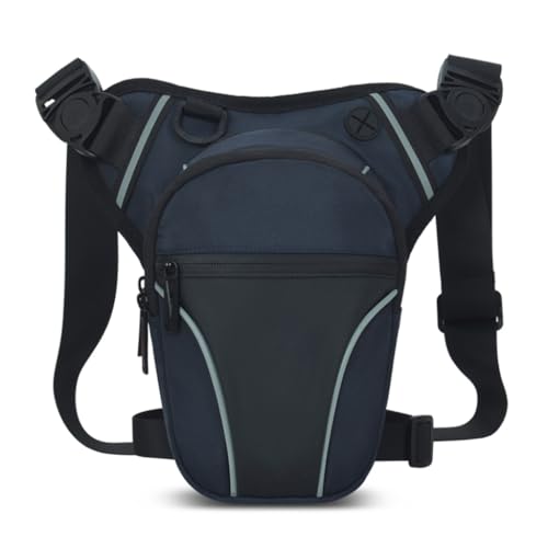 LERONO Wasserdichte Beintasche für Damen und Herren, Motorrad, Oberschenkeltasche, Bauchtasche, Hüfttasche für Outdoor, Wandern, Radfahren, Angeln, dunkelblau von LERONO