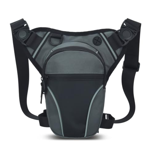 LERONO Wasserdichte Beintasche für Damen und Herren, Motorrad, Oberschenkeltasche, Bauchtasche, Hüfttasche für Outdoor, Wandern, Radfahren, Angeln, grau von LERONO