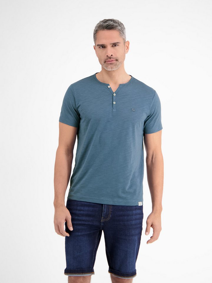 LERROS Henleyshirt LERROS Serafino-Shirt in unifarbener Strukturware von LERROS