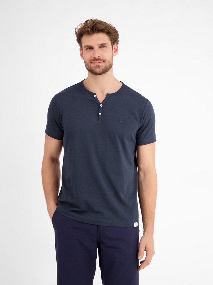 LERROS Henleyshirt LERROS Serafino-Shirt in unifarbener Strukturware von LERROS