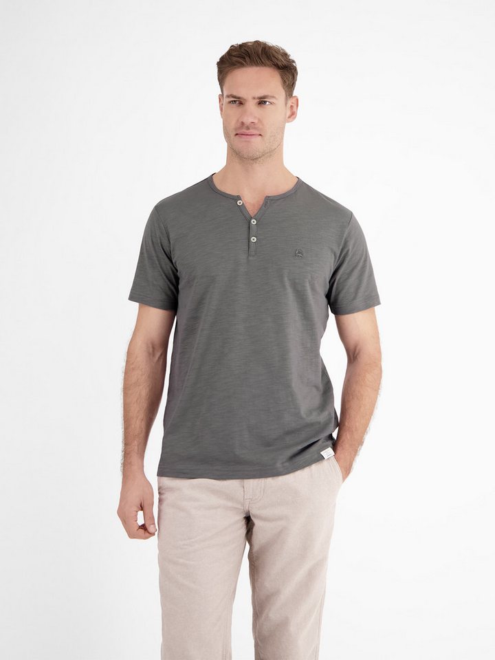 LERROS Henleyshirt LERROS Serafino-Shirt in unifarbener Strukturware von LERROS