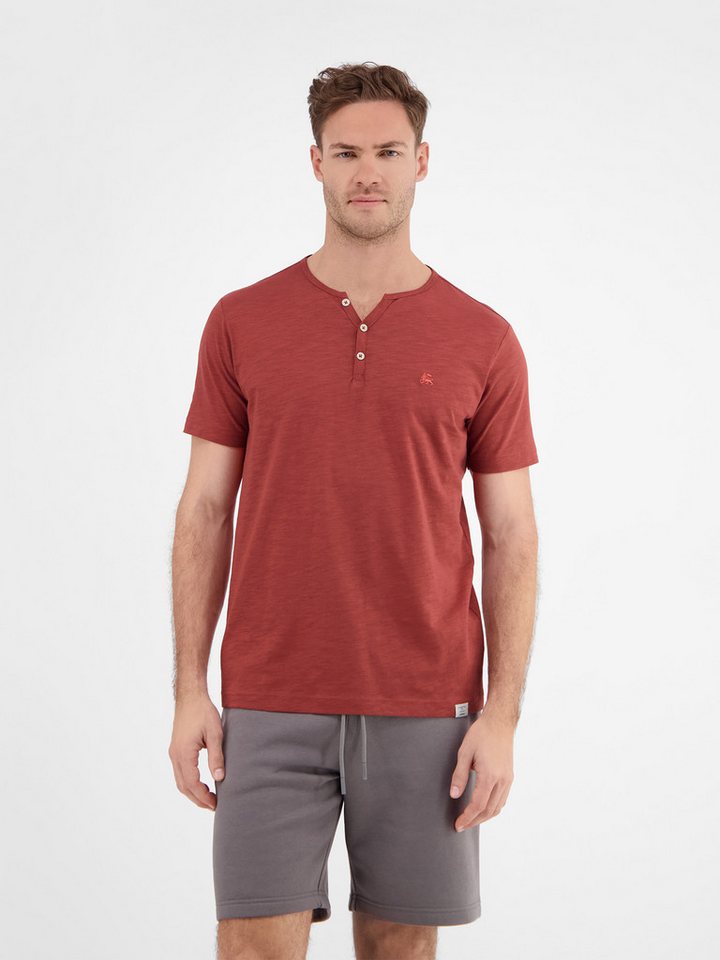 LERROS Henleyshirt LERROS Serafino-Shirt in unifarbener Strukturware von LERROS