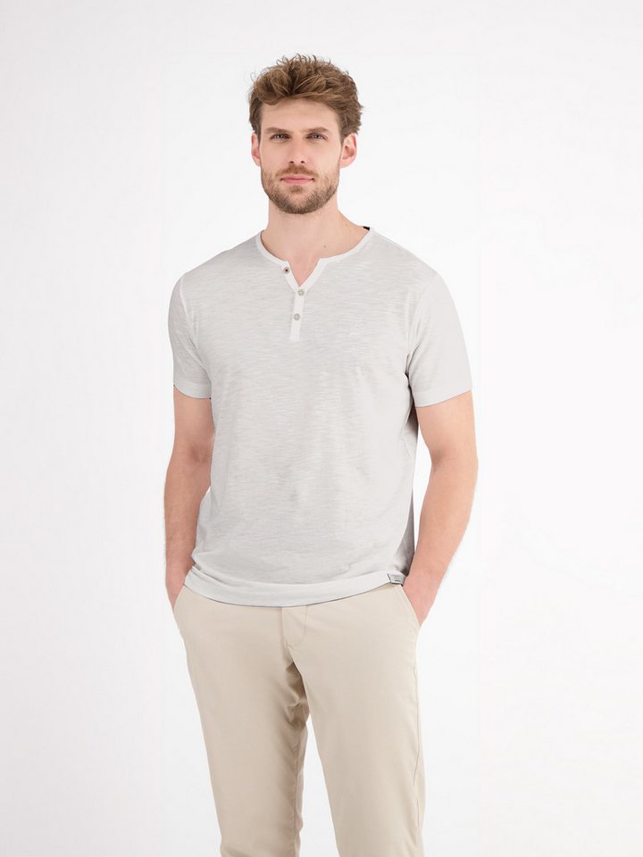LERROS Henleyshirt LERROS Serafino-Shirt in unifarbener Strukturware von LERROS