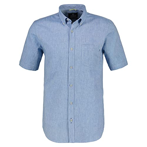 LERROS - Herren Kurzarm Hemd in Baumwoll-Leinenmischung,Regular FIT (2342171), Größe:XL, Farbe:Light Blue (417) von LERROS