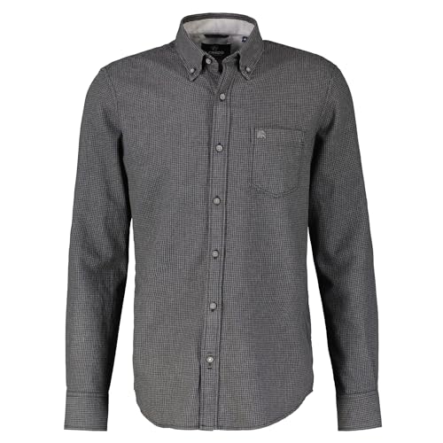 LERROS - Herren Langarmhemd Regular fit Mikrokaro (23O1156), Größe:L, Farbe:Black (290) von LERROS