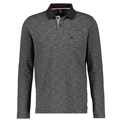 LERROS - Herren Langarmpolo mit Fineliner-Streifen, Regular Fit, (2284270), Größe:3XL, Farbe:Rusty red (365) von LERROS