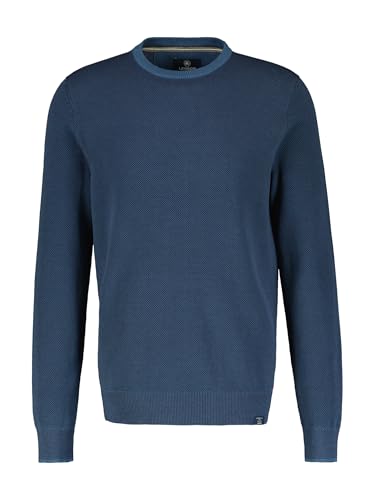 LERROS Herren Leichter Strickpullover mit schmaler Rippstuktur Storm Blue Größe XXXL von LERROS