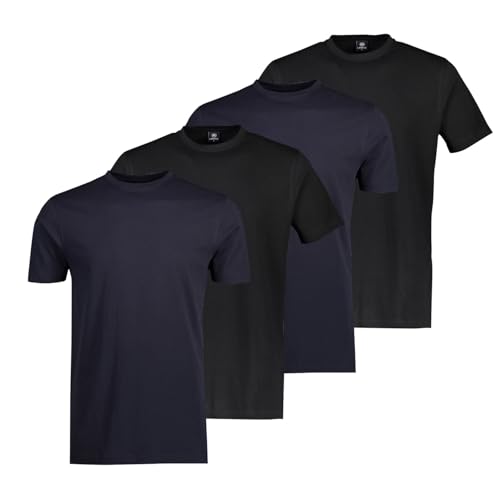 LERROS Herren T-Shirts mit Rundhalsausschnitt | 2 Stück (DE/NL/SE/PL, Alphanumerisch, M, Regular, Regular, 2 x schwarz + 2 x Navy) von LERROS